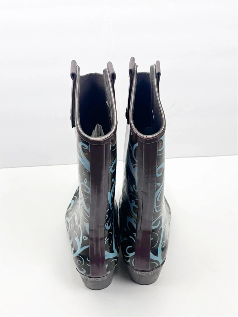 BOPS By Beehive Crain 02 Paisley Print Pointy Toe Rain Boots Size 6 Western Boho